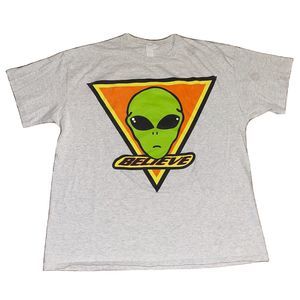 Vintage 90s Alien Workshop Believe T-Shirt Hook Ups Birdhouse Skateboard Size XL